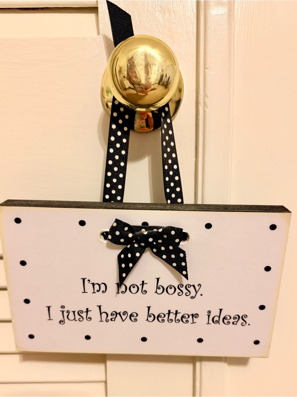 Shabby Chic Polka Dot Wooden Hanging Door Sign Bossy Better Ideas Quote